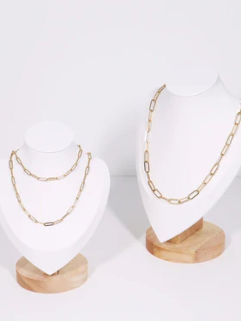 18K Gold PVD Stainless Steel Paperclip Chain Necklace - 6.5mm / 16"+2"